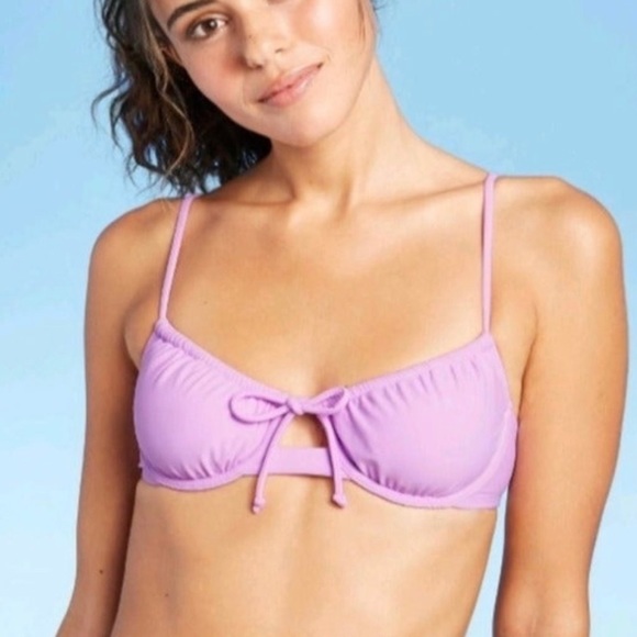 lavender shirred underwire bikini top - Picture 2 of 8